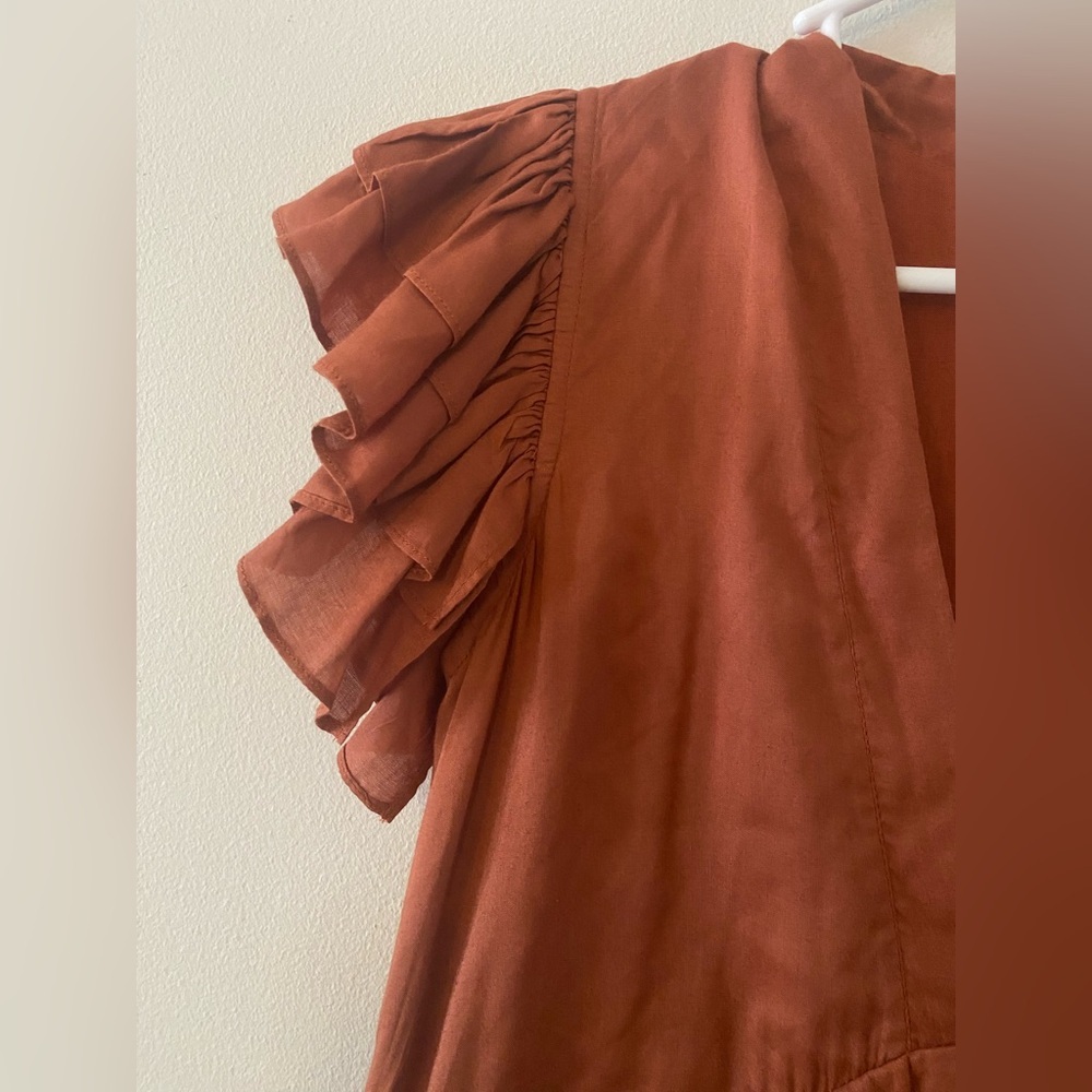 MWT Maria Stanley Elegant Ruffled Orange Dress size 0 - Picture 5 of 16